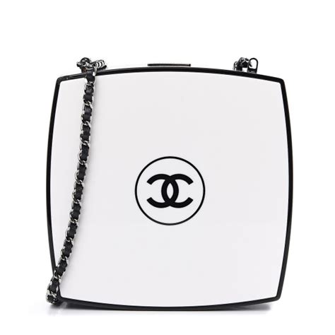 CHANEL Plexiglass Compact Box Clutch Black Ivory